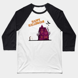 Happy Halloween Haunted House Baseball T-Shirt